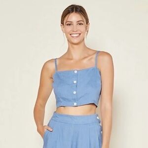 Outerknown Light Blue Button-Up Tank Top